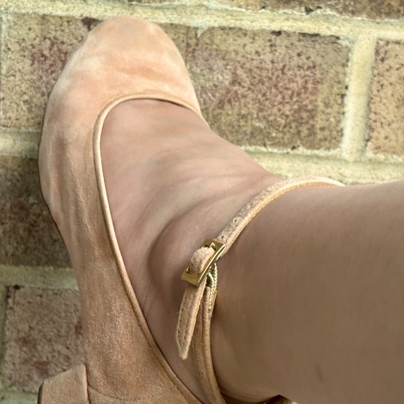 Shrimp pink vintage MOROBE Luxury House Soft Suede Block Heel Mary Janes Size 38 - Picture 8 of 16